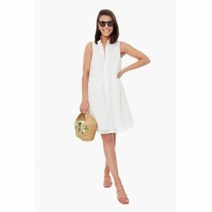 Tuckernuck White Burnout Sleeveless Royal Shirt Dress, Size Small